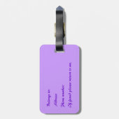 紫色のチューリップ花のヴィンテージ柄かわいい ラゲッジタグ (裏面縦)