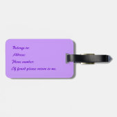 紫色のチューリップ花のヴィンテージ柄かわいい ラゲッジタグ (裏面横)