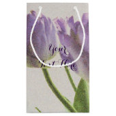 紫色のチューリップ花カスタム党の好意抱き枕 スモールペーパーバッグ (裏面)