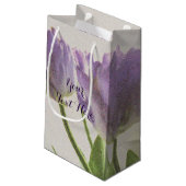 紫色のチューリップ花カスタム党の好意抱き枕 スモールペーパーバッグ (裏面アングル)