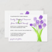 紫色のチューリップ- 3x5結婚式招待状 招待状 (正面/裏面)