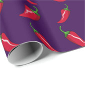 紫色のチリペッパーパターン ラッピングペーパー (ロールコーナー)
