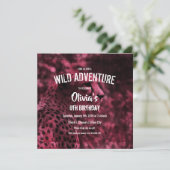 紫色のチータのサファリの誕生会 招待状 (スタンド正面)