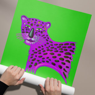 紫色のチーター水の色AI生成アート ポスター