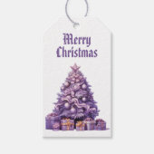 紫色のツリーノスタルジックメリークリスマス ギフトタグ (正面)