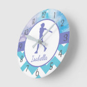 紫色のティール(緑がかった色)のソフトボールの柱時計 ラウンド壁時計 (傾斜)