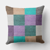 紫色のティール(緑がかった色)のターコイズのモダンで装飾的な大きい クッション (裏面)