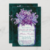 紫色のティール(緑がかった色)のメーソンジャーのバチェロレッテの招待 招待状 (正面/裏面)