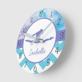 紫色のティール（緑がかった色）の体操の柱時計 ラウンド壁時計 (傾斜)