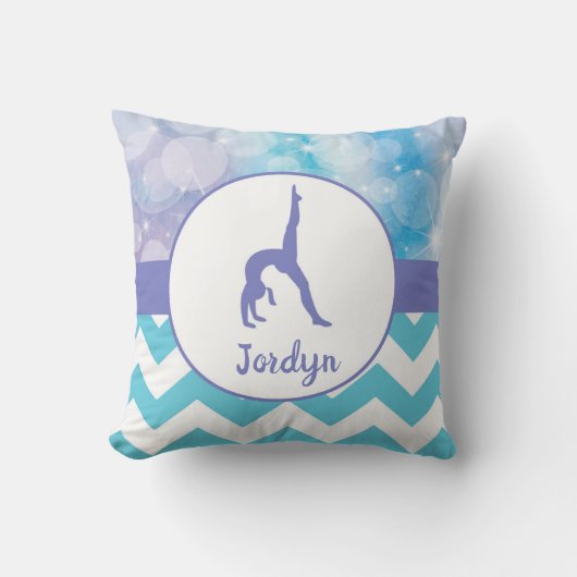 紫色のティール(緑がかった色)の水の体操の装飾用クッション クッション (正面)