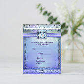 紫色のティール（緑がかった色）ジュエルRSVP応答カード 出欠カード (スタンド正面)