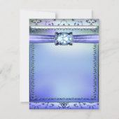 紫色のティール（緑がかった色）ジュエルRSVP応答カード 出欠カード (裏面)