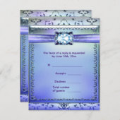 紫色のティール（緑がかった色）ジュエルRSVP応答カード 出欠カード (正面/裏面)