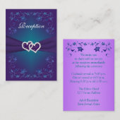 紫色のティール(緑がかった色)フローラハート披露宴エンクロージャカード エンクロージャーカード (正面/裏面)