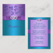 紫色のティール(緑がかった色)フローラハート披露宴エンクロージャカード エンクロージャーカード (正面/裏面)