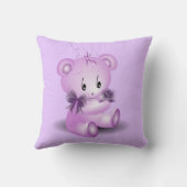 紫色のテディー・ベアはとの上がりました クッション (裏面)