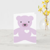 紫色のテディー・ベア カード (黄色い花)