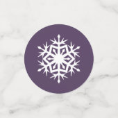 紫色のテーブルの冬の雪の結晶紙吹雪 コンフェッティ (スモール正面)