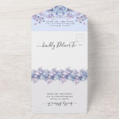 紫色のテーマ結婚の葉が一回出現する オールインワン招待状 (外側)