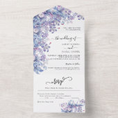 紫色のテーマ結婚の葉が一回出現する オールインワン招待状 (内側)