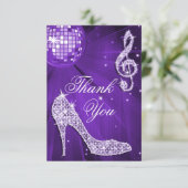 紫色のディスコの球の輝きのかかとは感謝していしています サンキューカード (スタンド正面)