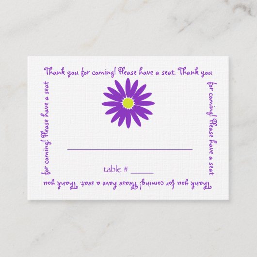 紫色のデイジーシーティングカード プレイスカード (正面)
