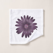 紫色のデイジーモダンとグリッター中心 バスタオルセット (ウォッシュタオル)