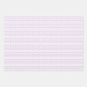 紫色のデイジー、ドット、およびハートのラッピング紙 ラッピングペーパーシート (正面)