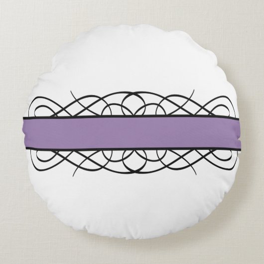 紫色のデコの花形の丸い枕 ラウンドクッション (正面)