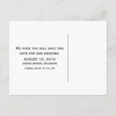 紫色のデコの華やかな日付はがきを保存 案内ポストカード (裏面)