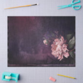 紫色のデコパージュにピンク色の牡丹の花 薄葉紙 (クラフト)