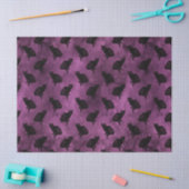 紫色のデコパージュに黒い猫 薄葉紙 (クラフト)