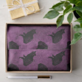 紫色のデコパージュに黒い猫 薄葉紙 (ギフト)