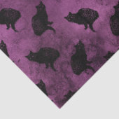 紫色のデコパージュに黒い猫 薄葉紙 (詳細)