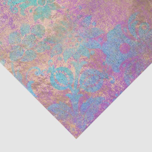 紫色のデコページに青いスクロールの作業花 薄葉紙 (詳細)