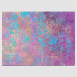 紫色のデコページに青いスクロールの作業花 薄葉紙