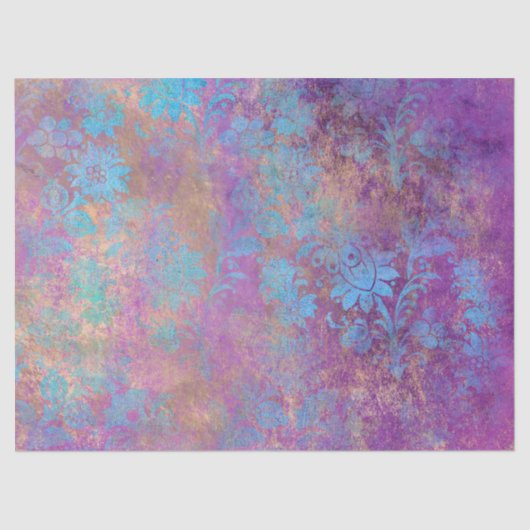 紫色のデコページに青いスクロールの作業花 薄葉紙 (正面)