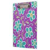 紫色のデザインに緑の花 クリップボード (左)