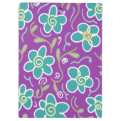 紫色のデザインに緑の花 クリップボード (裏面)