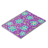 紫色のデザインに緑の花 ノートブック (左側)