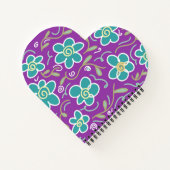 紫色のデザインに緑の花 ノートブック (裏面)