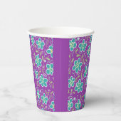 紫色のデザインに緑の花 紙コップ (右)