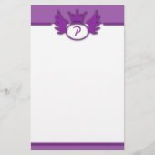 紫色のデザインのモノグラムの文房具 便箋 (正面)