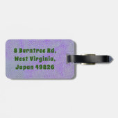 紫色のデニムのラッキーグリーンキャンバスクローバー ラゲッジタグ (裏面横)