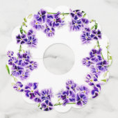 紫色のデュランタ水彩アートフラワー ワイングラスタグ (正面)