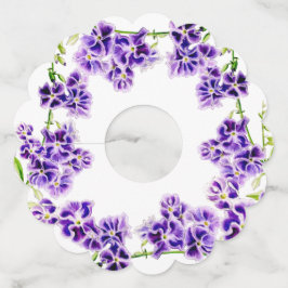 紫色のデュランタ水彩アートフラワー ワイングラスタグ