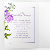 紫色のデルフィニウムの花の結婚水色 三つ折りプログラム (内部最初)