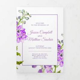 紫色のデルフィニウムの花の結婚水色 三つ折りプログラム