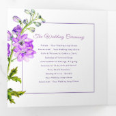 紫色のデルフィニウムの花の結婚水色 三つ折りプログラム (内部最初)