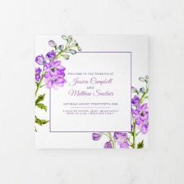 紫色のデルフィニウムの花の結婚水色 三つ折りプログラム